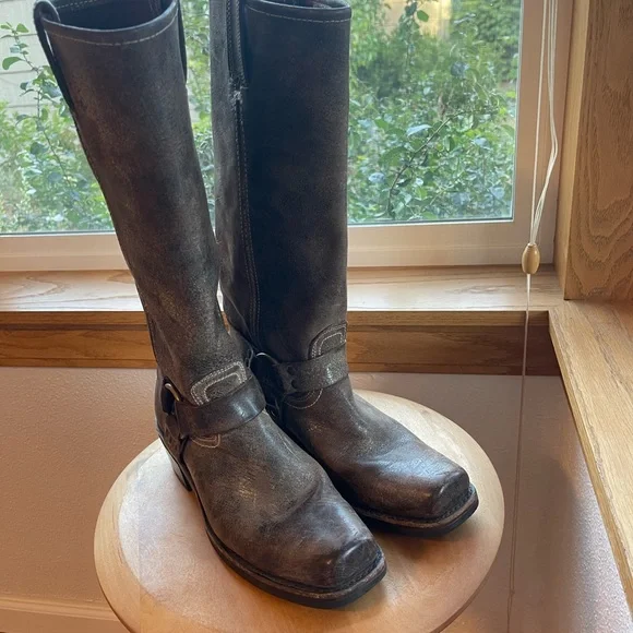 FRYE Harness 15R Brown Tall Knee High Biker Moto Motorcycle Boots - Picture 7 of 16